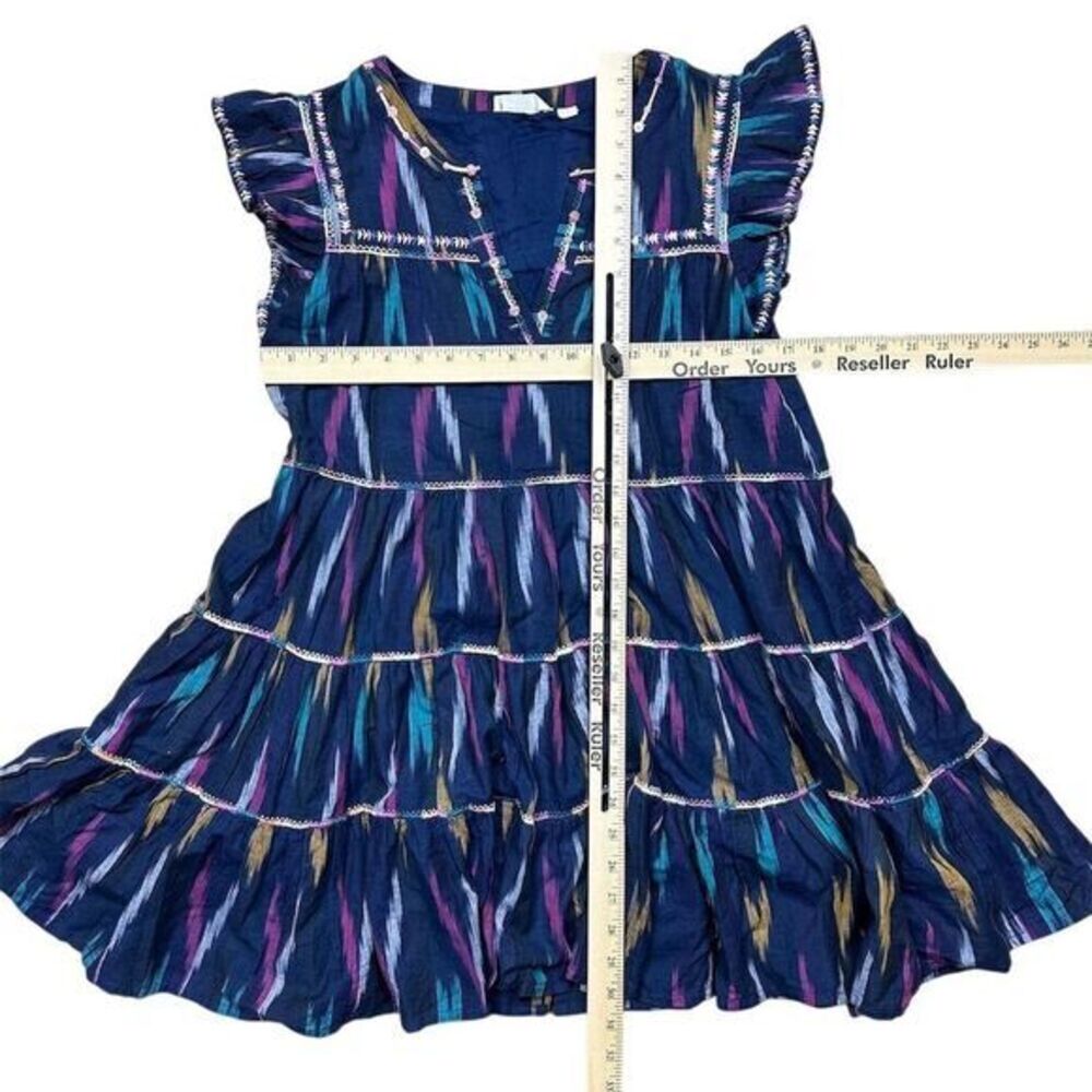 Roller Rabbit Women's S Pippa Ikat Print Bohemian Dress Multicolor Ruffle Sleeve - Picture 5 of 9